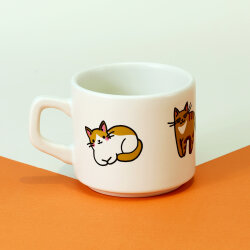 Kedi Desenli Seramik Kupa - Yeşilay