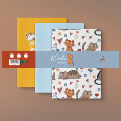 Kedi Serisi 3'lü Defter Seti - Yeşilay
