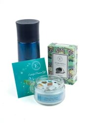 Kişiye Özel Termos, Lale Desenli Kahve Ve Spiritüel Mum Seti - 4