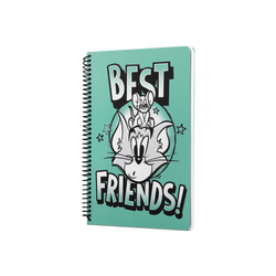 Tom And Jerry Best Friends Temalı Yeşil Renkli Spiralli Defter - Thumbnail