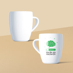 Yeni Bir Sen Yükleniyor Mottolu Beyaz Seramik Kupa - 2