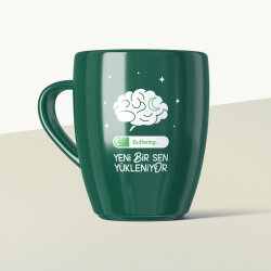 Yeni Bir Sen Yükleniyor Mottolu Yeşil Seramik Kupa - Yeşilay