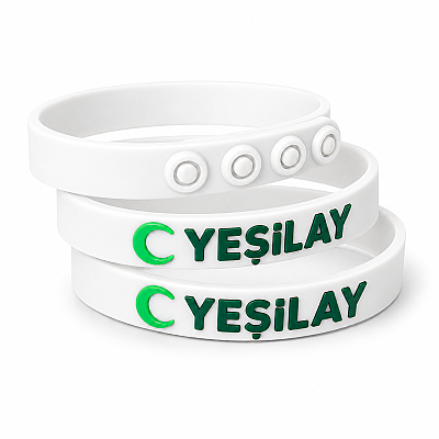 Yeşilay Logolu Yetişkin Bileklik 22 cm / Beyaz - 1