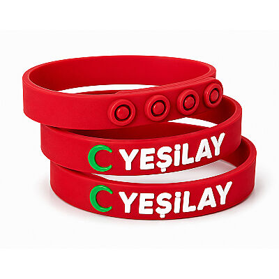 Yeşilay Logolu Yetişkin Bileklik 22 cm / Kırmızı - 1