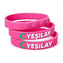 Yeşilay Logolu Yetişkin Bileklik 22 cm / Pembe