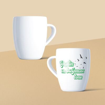 Yeşilin En Bağımsız Tonu Mottolu Beyaz Seramik Kupa - 2