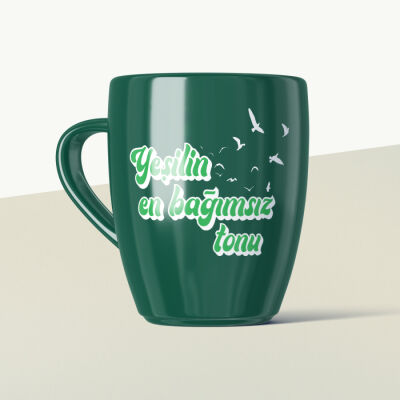 Yeşilin En Bağımsız Tonu Mottolu Yeşil Seramik Kupa - 1